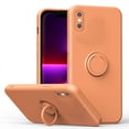 thumbnail image 1 of For iPhone XR Case, Slim Silicone | 360° Ring Holder Kickstand | Support Car Mount | Soft Gel Rubber Hybrid Bumper For iPhone XR Phone Cover for Girls Women,Orange, 1 of 8