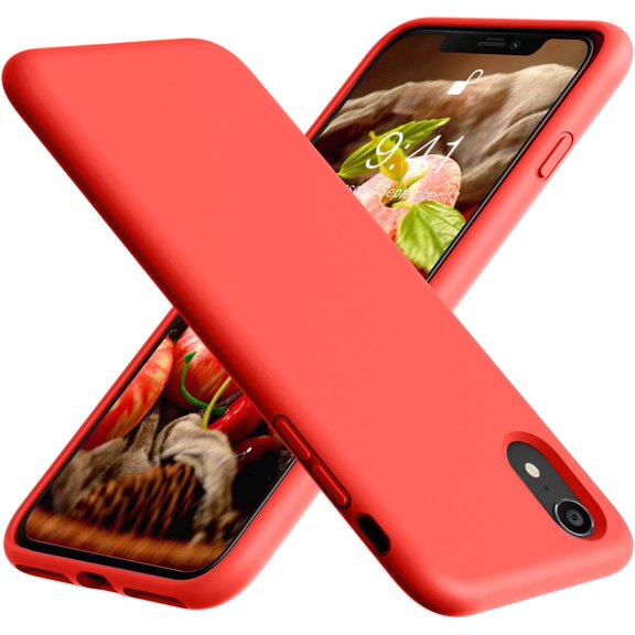 for iPhone XR Case, Soft Liquid Silicone Slim Rubber Full Body Protective iPhone XR Case Cover (with Soft Microfiber Lining) Design for iPhone XR - Red