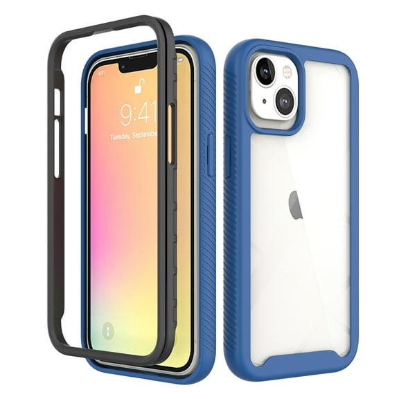 iPhone XR Case, TECHCIRCLE 2 in 1 Slim Hybrid Shockproof Rubber Flexible Bumper Transparent Matte Anti-Slip Cover Protective Case for Apple iPhone XR, Darkblue