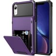 thumbnail image 1 of for iPhone XR Case Wallet Cover 4-Card Credit Card Holder ID Slot Scratch Resistant Dual Layer Hybrid Protective Hard Shell Rugged TPU Bumper Armor Case for iPhone XR 6.1 inch GreyPurple, 1 of 15