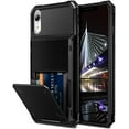 thumbnail image 1 of for iPhone XR Case Wallet ID Slot Credit Card Holder Spring Pocket for Men Women Scratch Resistant Dual Layer Protective Bumper Rugged TPU Rubber Armor Hard Shell Cover for iPhone XR 10R Black, 1 of 15