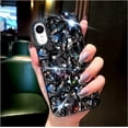 thumbnail image 1 of for iPhone XR Case for Women（6.1 inch），Very Shiny Luxury Bling Phone Case with 3D Glitter Sparkle Crystal Rhinestone Diamond Gems on Hard Reflective PC Back Cover for Girls（Black）, 1 of 7