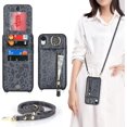thumbnail image 1 of iPhone XR Case for Women with Card Holder,iPhone XR Phone Case with Strap,iPhone XR Crossbody Lanyard Cases with Credit Card Slots Kickstand and Stand Case Ring Holder,6.1" Black Leopard, 1 of 14