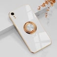 thumbnail image 1 of for iPhone XR Case for Women Ring Holder, Built-in 360 TPU Rotation Kickstand Rings Cases with Stand Glitter Plating Rose Gold Edge Work with Magnetic Mount Slim Sleek Luxury Case Girly White, 1 of 12