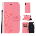 thumbnail image 1 of iPhone XR Case, iPhone XR 2018 Case - Allytech Premium Wallet PU Leather with Fashion Embossed Flower Magnetic Clasp Card Holders Flip Cover with Hand Strap, Pink, 1 of 6