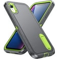 thumbnail image 1 of for iPhone XR Case,iPhone XR Phone Case with Built in Kickstand, Shockproof/Dustproof/Drop Proof Military Grade Protective Cover for Apple iPhone XR 6.1"(Grey/Green), 1 of 14