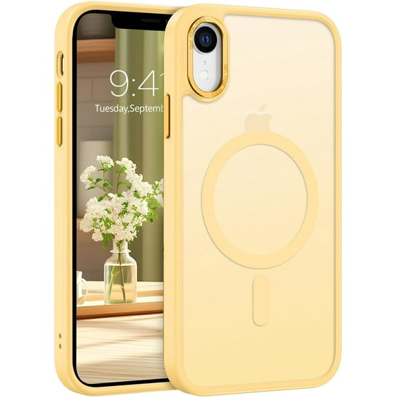 for iPhone XR Case, iPhone XR Phone Case Compatible with Magsafe Translucent Matte Back Shockproof Anti-Scratch Anti-Yellow Full Body Protective Magnetic iPhone XR Case, Yellow
