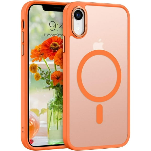 for iPhone XR Case, iPhone XR Phone Case Compatible with Magsafe Wireless Charging Translucent Matte Back Shockproof Anti-Scratch Anti-Yellow Protective Magnetic iPhone XR Case, Sunset Orange