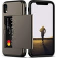 thumbnail image 1 of iPhone XR Case with Card Holder Heavy Duty Protective Dual Layer Shockproof Hidden Card Slot Slim Wallet Case for iPhone XR for Men&Women(Coffee), 1 of 14