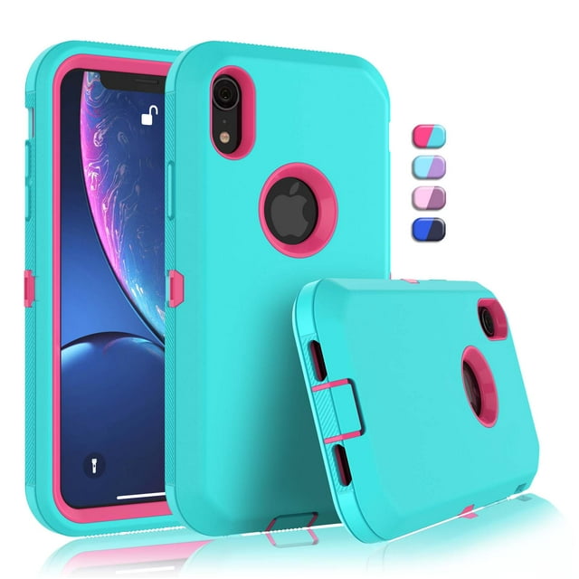 iPhone XR Cases, Sturdy Phone Case for iPhone XR 6.1", Tekcoo Full-Body Shockproof Protection Heavy Duty Armor Hard Plastic & Shock Absorption Rubber Rugged Bumper 3-in-1 Case Cover