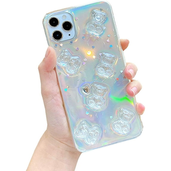 iPhone XR Cute Case, 3D Cute Candy Colors Cartoon Bear Clear Women Girls Case for iPhone XR-Clear Bear