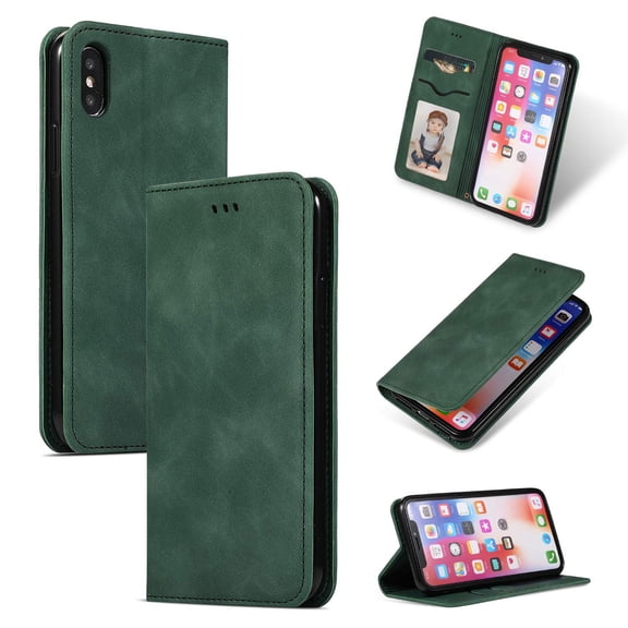 iPhone XR Leather Case, Dteck Smooth PU Leather Flip Folio Wallet Card Slots Case Cover Stand Feature & Magnetic Closure For Apple iPhone XR 6.1 inch, Green