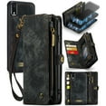 thumbnail image 1 of iPhone XR Leather Detachable Wallet Zipper Case with 8 Card Slots Holder Magnetic case for iPhone XR Flip Wallet Handle Wrist Strap Shockproof Pocket Handbag for Man Woman, Black, 1 of 9