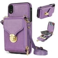 thumbnail image 1 of iPhone XR Luxury Leather Case with Card Holder for Women Phone Case Wallet with Strap Credit Card Slots Crossbody Strap with Kickstand Zipper Shockproof Case For iPhone XR,Purple, 1 of 10