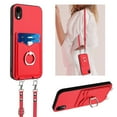 thumbnail image 1 of for iPhone XR Phone Case Wallet with Crossbody Strap & Card Holder, Premium PU Leather Case, 360 Ring Holder Kickstand Durable Protective Women Men Cover for iPhone XR,Red, 1 of 8