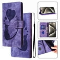 thumbnail image 1 of for iPhone XR Phone Case Wallet Flip Cases,Cute Cat & Heart Patterned,Retro PU Leather Kickstand,Card Holder,Wrist Strap,Magnetic Closure,Shockproof Cover For iPhone XR, Purple, 1 of 11