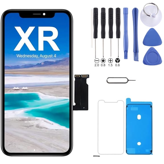for iPhone XR Screen Replacement 6.1", 3D Touch LCD Display Digitizer Assembly for A1984, A2105, A2106, A2108, with Waterproof Frame and Full Repair Tools