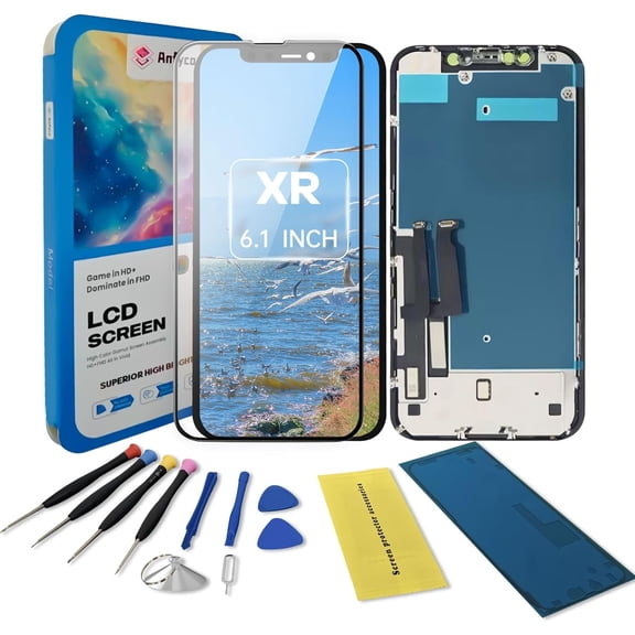for iPhone XR Screen Replacement kit,6.1" LCD Display 3D Touch Digitizer Assembly with Repair Tools, Screen Protector, Frame Adhesive (Model A1984, A2105, A2106, A2108