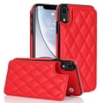 thumbnail image 1 of for iPhone XR Wallet Case with Card Holder RFID Blocking, Kickstand Card Slots Case, Dimaond Patterned Elegent PU Leather,Double Back Flip Magnetic Clasp and Durable Shockproof Cover,Red, 1 of 8