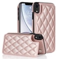 thumbnail image 1 of for iPhone XR Wallet Case with Card Holder RFID Blocking, Kickstand Card Slots Case, Dimaond Patterned Elegent PU Leather,Double Back Flip Magnetic Clasp and Durable Shockproof Cover,Rosegold, 1 of 8