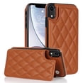 thumbnail image 1 of for iPhone XR Wallet Case with Card Holder RFID Blocking, Kickstand Card Slots Case, Dimaond Patterned Elegent PU Leather,Double Back Flip Magnetic Clasp and Durable Shockproof Cover,Brown, 1 of 8