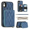 thumbnail image 1 of iPhone XR Wallet Case and Cover, Allytech Zipper Case with Card Holder Slot Crossbody Chain Strap Handbag Purse Wrist Strap Shockproof PU Leather Case for iPhone Xr 6.1", Blue, 1 of 6