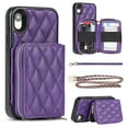 thumbnail image 1 of iPhone XR Wallet Case and Cover, Allytech Zipper Case with Card Holder Slot Crossbody Chain Strap Handbag Purse Wrist Strap Shockproof PU Leather Case for iPhone Xr 6.1", Purple, 1 of 6