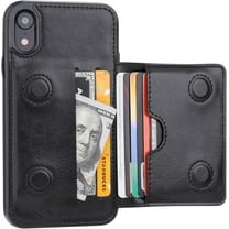 iPhone XR Wallet Case Credit Card Holder, Premium Leather Kickstand Durable Shockproof Protective Cover iPhone XR 6.1 Inch(Black)