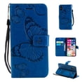 thumbnail image 1 of iPhone XR Wallet Case, Dteck Embossed Butterfly Magnetic Flip PU Leather Folio Stand Case Cover Built-in Card Slots & Money Pocket, with wrist Strap, For Apple iPhone XR, Blue, 1 of 8