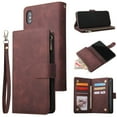 thumbnail image 1 of iPhone XR Wallet Case,Dteck Soft Leather Zipper Wallet Case Magnetic Buckle Horizontal Flip Cover with 5 Card Slots/Photo Pocks For Apple iPhone XR 6.1 inch 2018, Coffee, 1 of 8