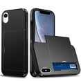 thumbnail image 1 of for iPhone XR Wallet Case with Sliding Door Hidden Pocket Credit Card Holder Dual Layer Heavy Duty Shockproof Hard PC Hybrid TPU Phone Flip Protective Cover for iPhone XR, Black, 1 of 8