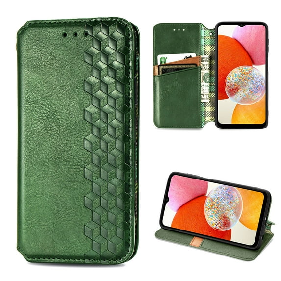 for iPhone XR Wallet Case, Vintage PU Leather Flip Case with Card Holder Kickstand Hidden Magnet Folio Case Book Cover Compatible with iPhone XR - Green