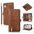 thumbnail image 1 of for iPhone XR Wallet Case for Women Men, iPhone XR Case, Flip Leather Shockproof Magnetic Zipper Pocket Wallet Purse Case w/Stand Card Slot Holder Wrist Strap for iPhone XR,Brown, 1 of 9