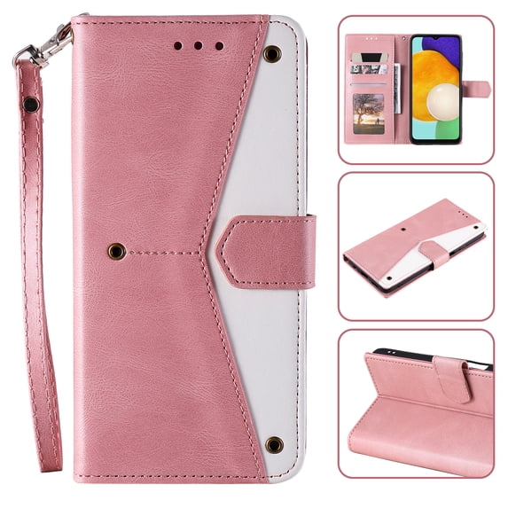 For iPhone XR Wallet Case with Wrist Strap, Premium PU Leather Flip Protective Cover RFID Blocking Card Holder & Cash Slot,Magnetic Closure Flip Kickstand Function for Men Women,Pink