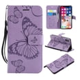 thumbnail image 1 of iPhone XR Wallet case, Allytech Pretty Retro Embossed Butterfly Flower Design PU Leather Book Style Wallet Flip Case Cover for Apple iPhone XR 6.1", Purple, 1 of 10