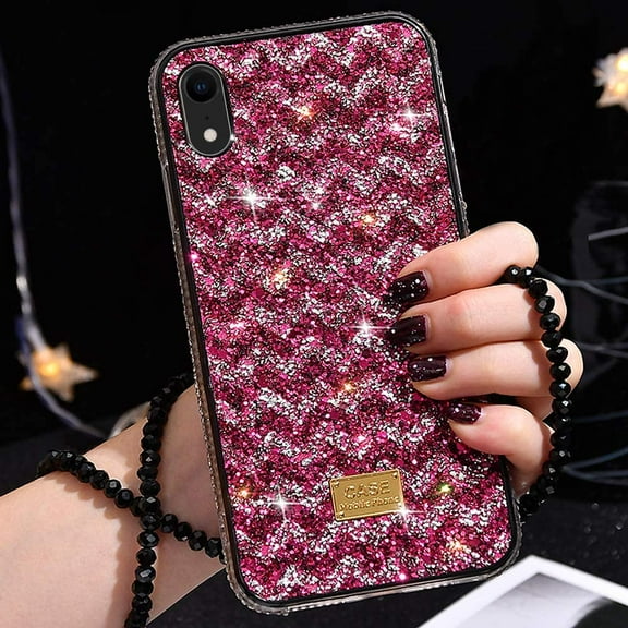 for iPhone XR Women Girl Glitter Diamond Case Luxury Bling Sparkly Sequins Rhinestone Ultra Slim Durable Crystal Bumper Soft Silicone Rubber Protective Cover Case for iPhone XR Black