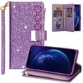 thumbnail image 1 of iPhone XS Case, iPhone X Case, Allytech PU Leather Multiple Cards Slots Folio Kickstand Shockproof Protective Magnetic Closure Wallet TPU Back Cover Case for Apple iPhone XS/ iPhone X, Purple, 1 of 1