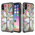 thumbnail image 1 of iPhone XS Case, iPhone X [Shock Proof] Hybrid Dual Layer Armor Defender Protective Phone Case Cover for iPhone X (Colorful Tree), 1 of 4