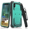 thumbnail image 1 of iPhone XS-MAX Case, [Built in Screen Protector]Full Body Shock Proof Holster Belt Clip Phone Case [Kickstand] Shock Proof Phone Case for iPhone XS MAX (2018) Teal, 1 of 6