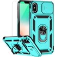 thumbnail image 1 of for iPhone XS Max Case with Camera Lens Cover HD Screen Protector, Dual Layer Military Grade Drop Protection Magnetic Ring Holder Kickstand Protective Phone Case for iPhone XS Max 6.5 inch (Mint), 1 of 17