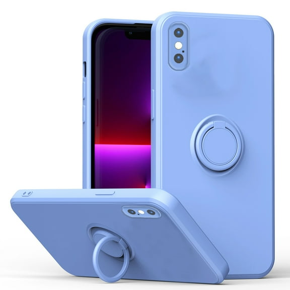 For iPhone XS Max Case, Slim Silicone | 360° Ring Holder Kickstand | Support Car Mount | Soft Gel Rubber Hybrid Bumper For iPhone XS Max Phone Cover for Girls Women,Lightpurple