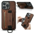 thumbnail image 1 of for iPhone XS Max PU Leather Card Slots Back Case, Classic Wristband Kickstand Finger Ring Shockproof Protective TPU Frame Phone Case for iPhone XS Max Women Men Boys Girls, Brown, 1 of 10