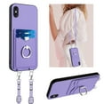 thumbnail image 1 of for iPhone XS Max PU Leather Case, Wallet Case with Ring Stand Kickstand Shockproof Protective for Women Girls Card Holder Slot Stand Shoulder Strap Case for iPhone XS Max, Purple, 1 of 8