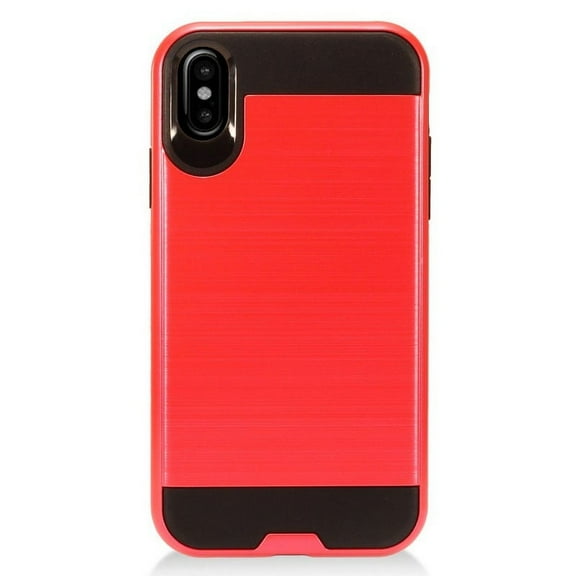 iPhone XS Max Phone Case, 2-Piece Style Hybrid Shockproof Hard Case Cover with Hybird Shockproof-Red