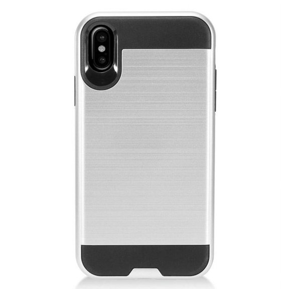 iPhone XS Max Phone Case, 2-Piece Style Hybrid Shockproof Hard Case Cover with Hybird Shockproof-Sliver