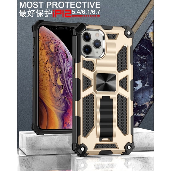 iPhone XS Max Phone Case,New DMK Impact Protective Kickstand Phone Case Gold