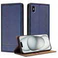 thumbnail image 1 of for iPhone XS Max Slim Case with Card Holder, Premium PU Leather Wallet Case with Flip Card Slots Kickstand & Magnetic Closure for iPhone XS Max, Blue, 1 of 6