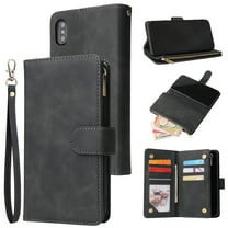 iPhone XS Max Wallet Case, Dteck Soft Leather Zipper Wallet Case Magnetic Buckle Horizontal Flip Cover with 5 Card Slots/Photo Pocks For Apple iPhone XS Max 6.5 inch 2018, Black
