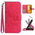 thumbnail image 1 of for iPhone XS Max Wallet Case, [Sun Flower Embossed & Wrist Strap] PU Leather Purse Case Flip Protective Phone Cover with Card Slots and Kickstand for iPhone XS Max, Rose, 1 of 8