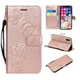 thumbnail image 1 of iPhone XS Max Wallet case, Allytech Pretty Retro Embossed Butterfly Flower Design PU Leather Book Style Wallet Flip Case Cover for Apple iPhone XS Max 6.5", Rosegold, 1 of 10